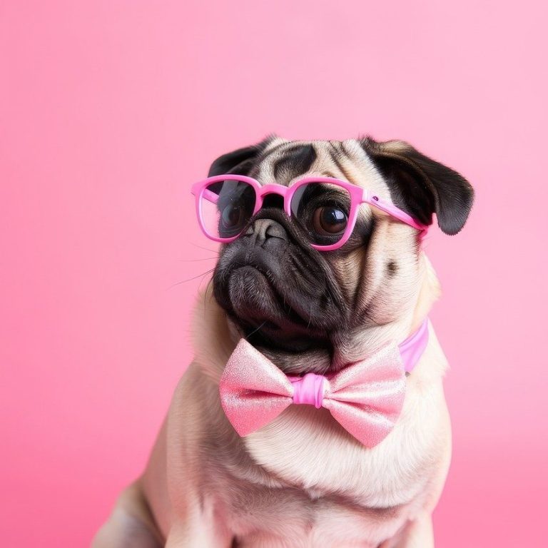 Hund mit pinker Sonnenbrille